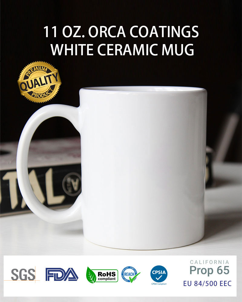 11 oz. Orca Coatings White Ceramic Mug