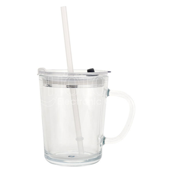 400 ml Personalised Glass Coffee Mug with Straw