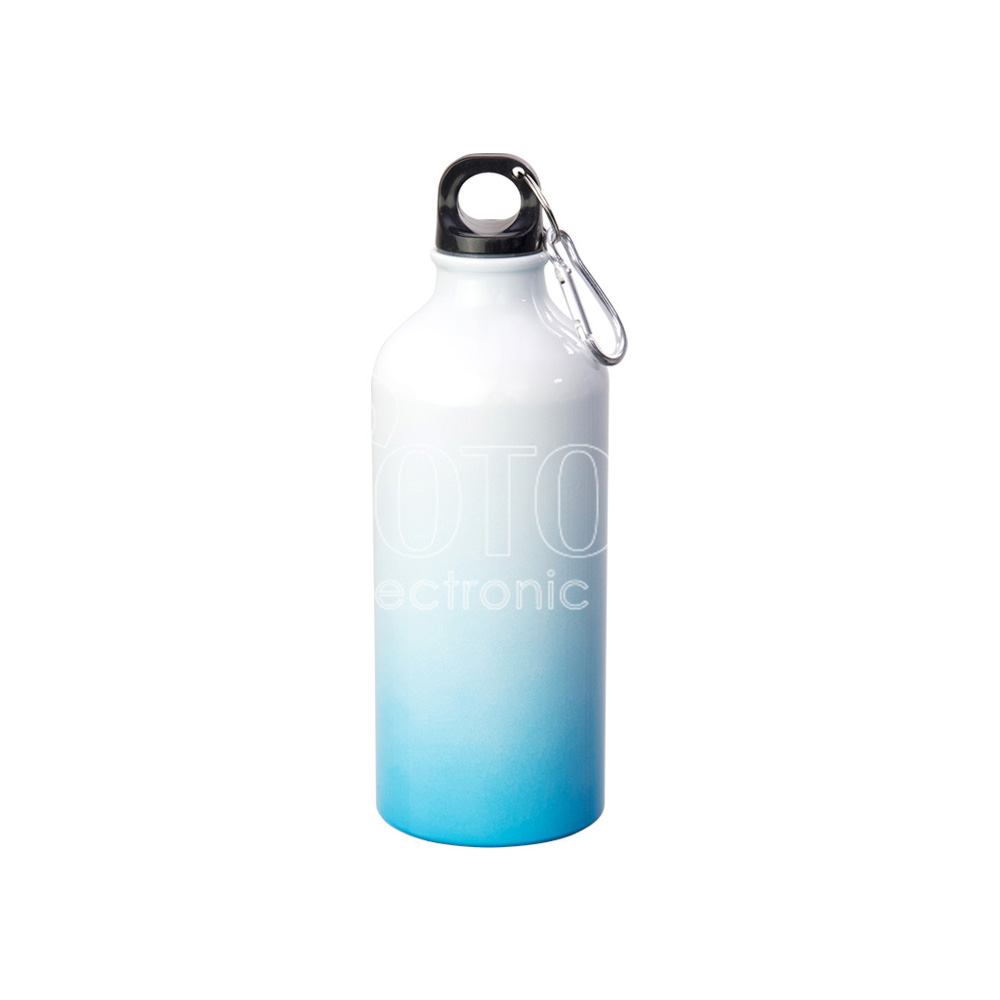 600 ml Sublimation Colored Aluminum Sports Water Bottle with Carabiner Clip (in Bottom Gradient Color)