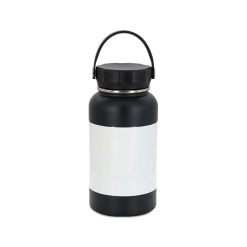 750 ml Sublimation Black Stainless Steel Powder Coated Water Bottle with White Patch