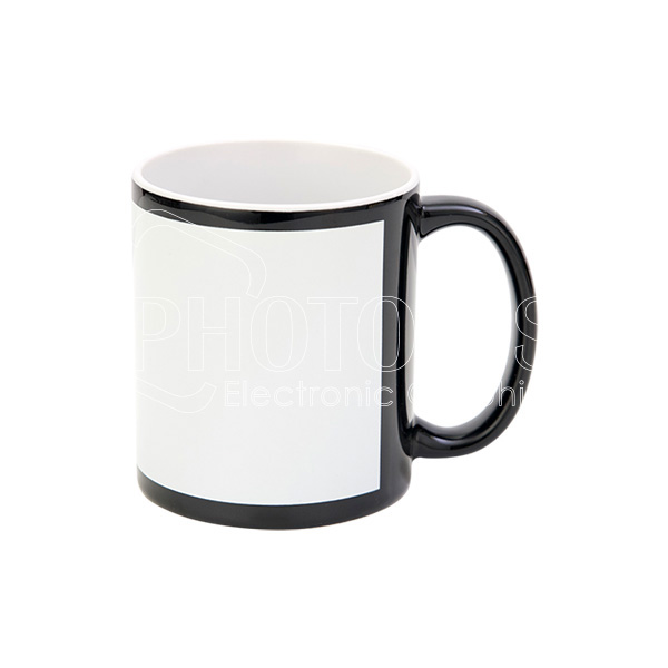 11 oz. Sublimation Black Ceramic Mug with White Patch (Inside White)