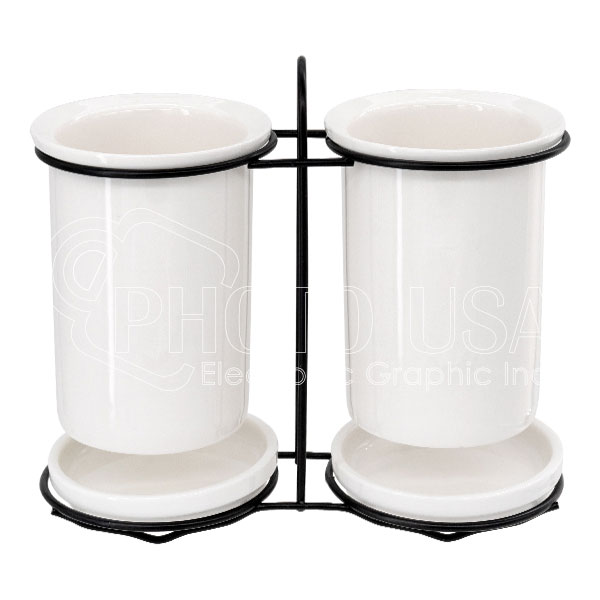 Ceramic Kitchen Utensils Draining Holder Set w/ Iron Rack