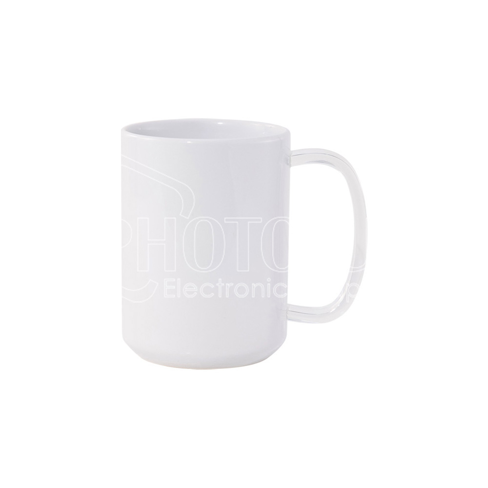 15 oz. Sublimation Ceramic Mug with Clear Glass Handle