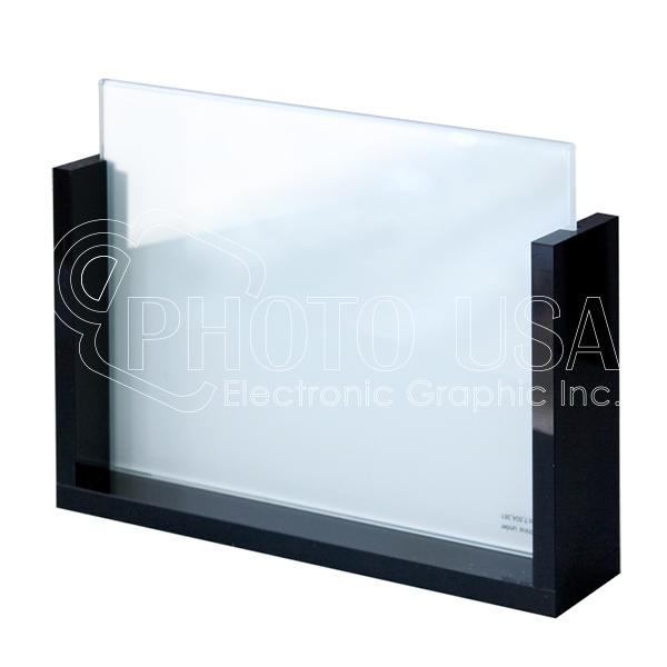 Black Acrylic Slide Photo Stand w/ Frosted Glass
