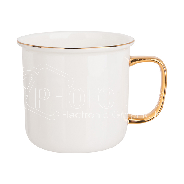 9 oz. Sublimation Rim &amp; Handle Plated Bone China Mug with Flared Brim