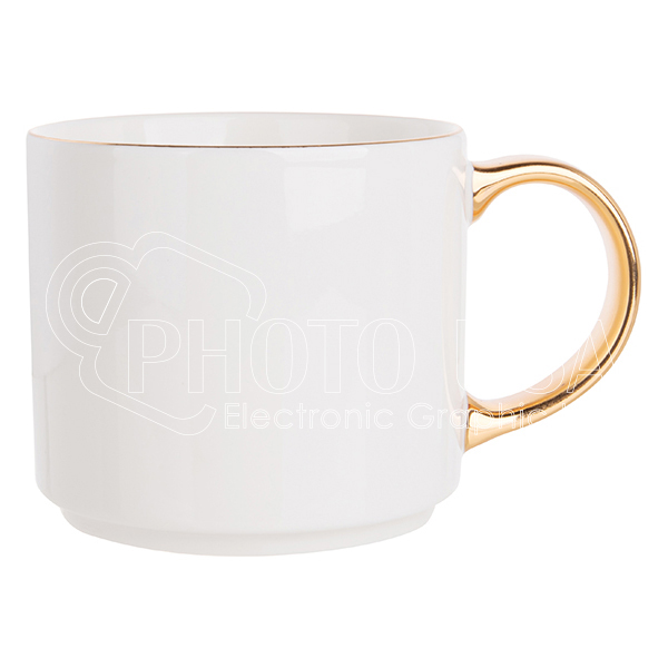 16 oz. Sublimation Rim &amp; Handle Plated Bone China Mug