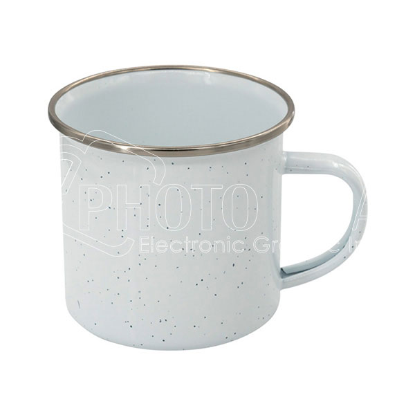 12 oz. Dotted Enamel Mug with Silver Rim