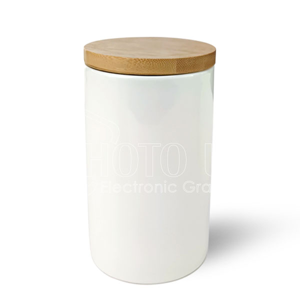 Sublimation New Bone China Food Storage Jars with Bamboo Lid