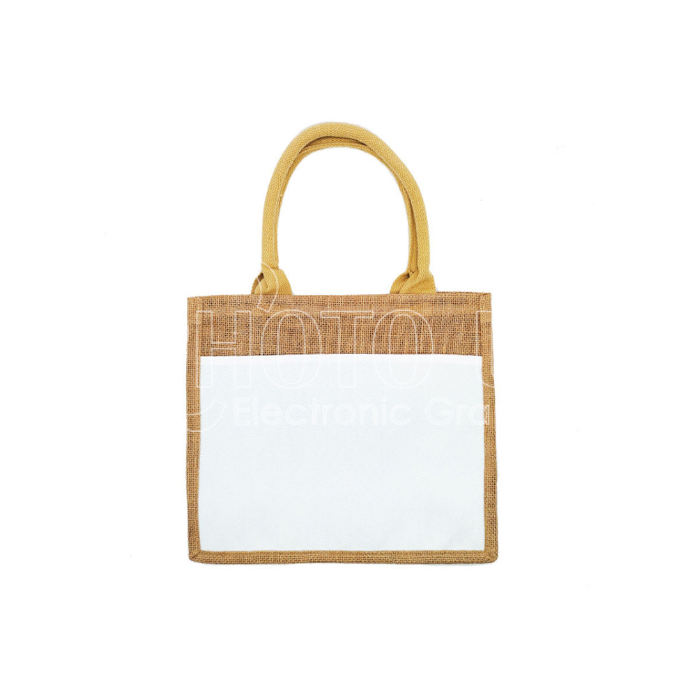 Sublimation Burlap Gusset Tote Bag with White Patch