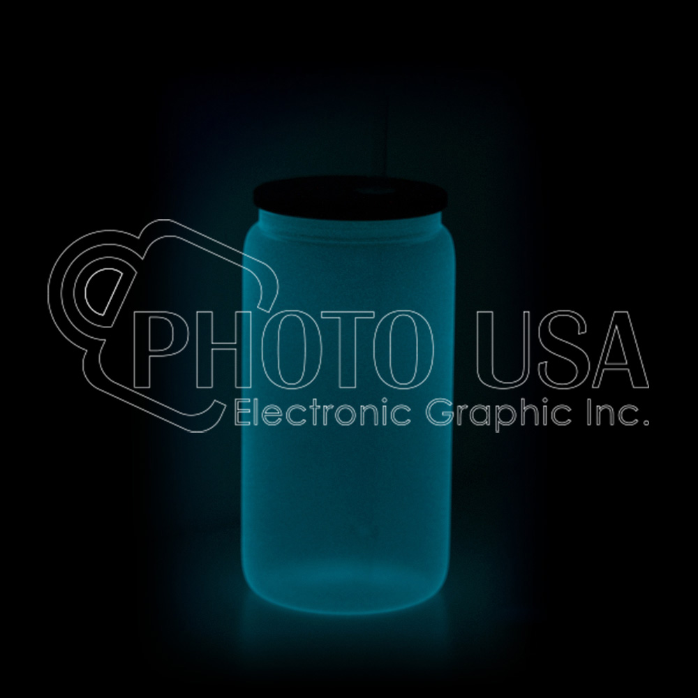 16 oz. Sublimation Glow-in-the-Dark Beer Can Glass with Bamboo Lid and Straw