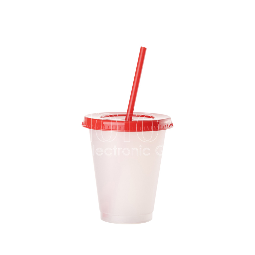 450 ml UV Printing Cold Color Changing Plastic Cup with Lid and Straw