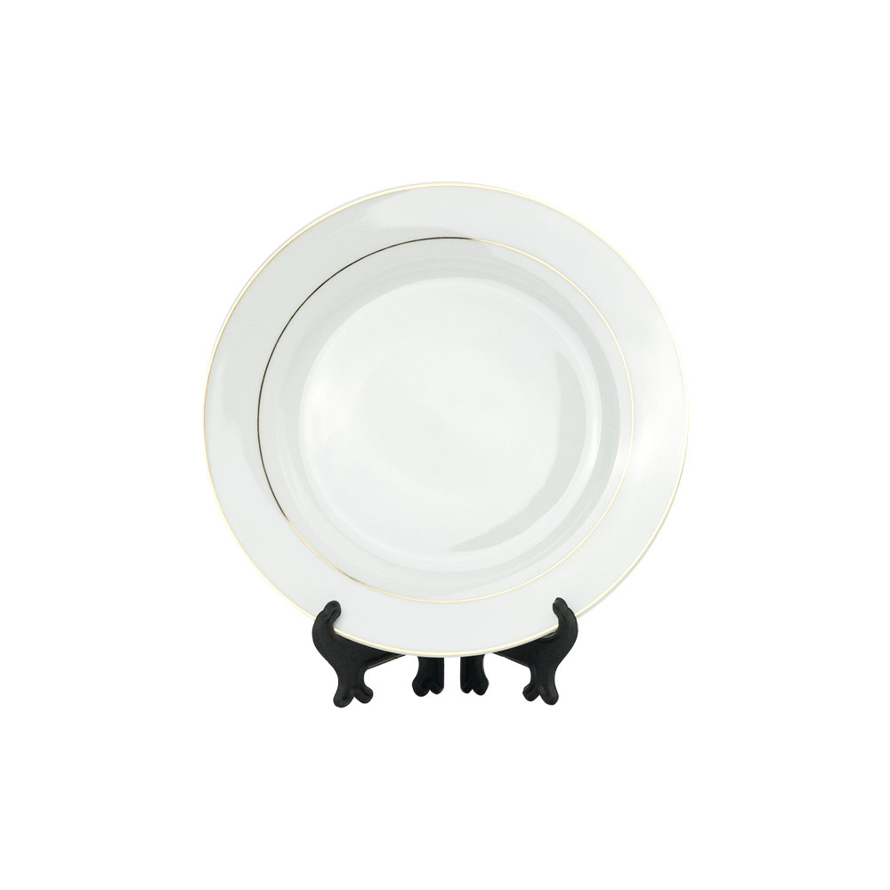Sublimation White Ceramic Dinner Plates with Gold Rim