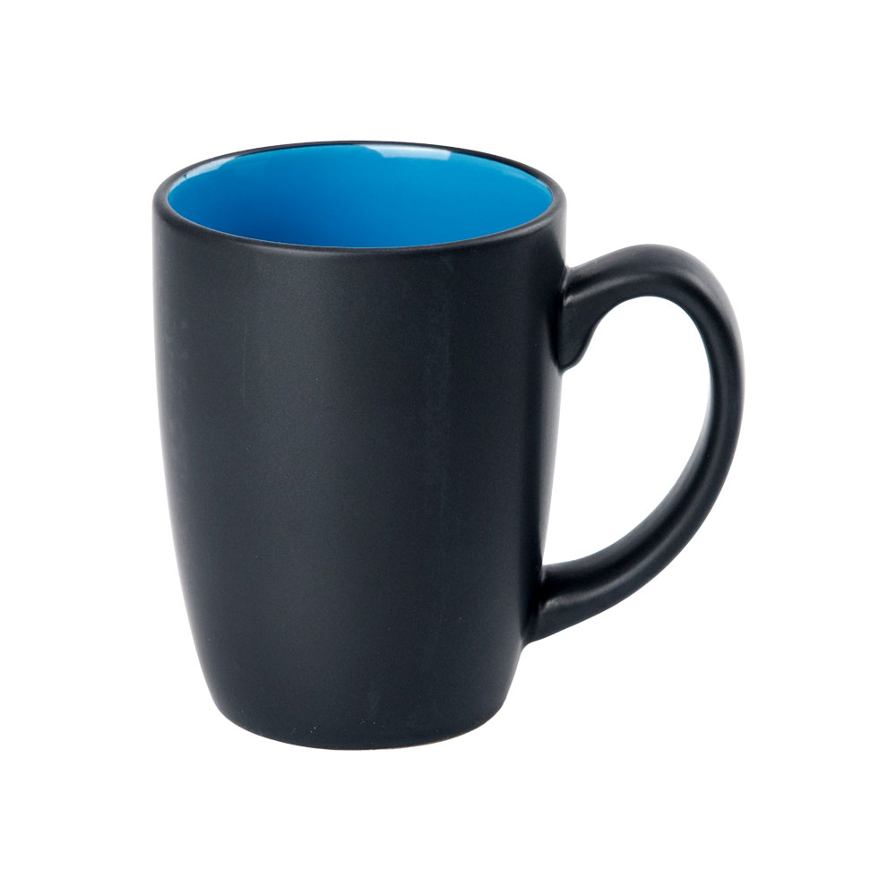 12 oz. Matte Black Tapered Ceramic Mug with Colored Interior