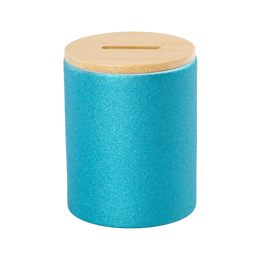 Customized Sublimation Glitter Piggy Bank with Bamboo Lid