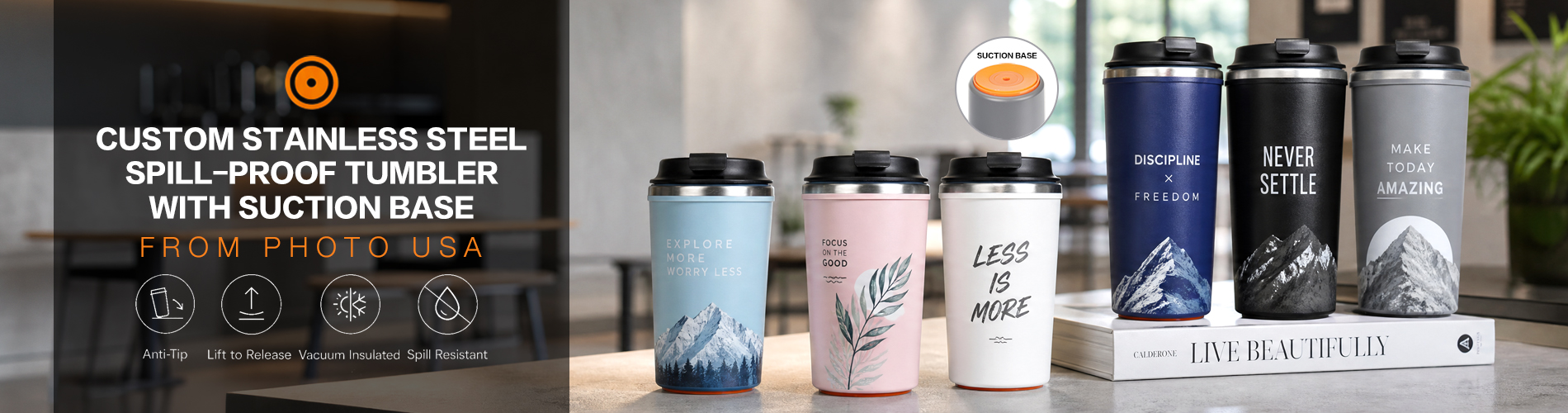 Custom Stainless Steel Spill Proof Tumbler