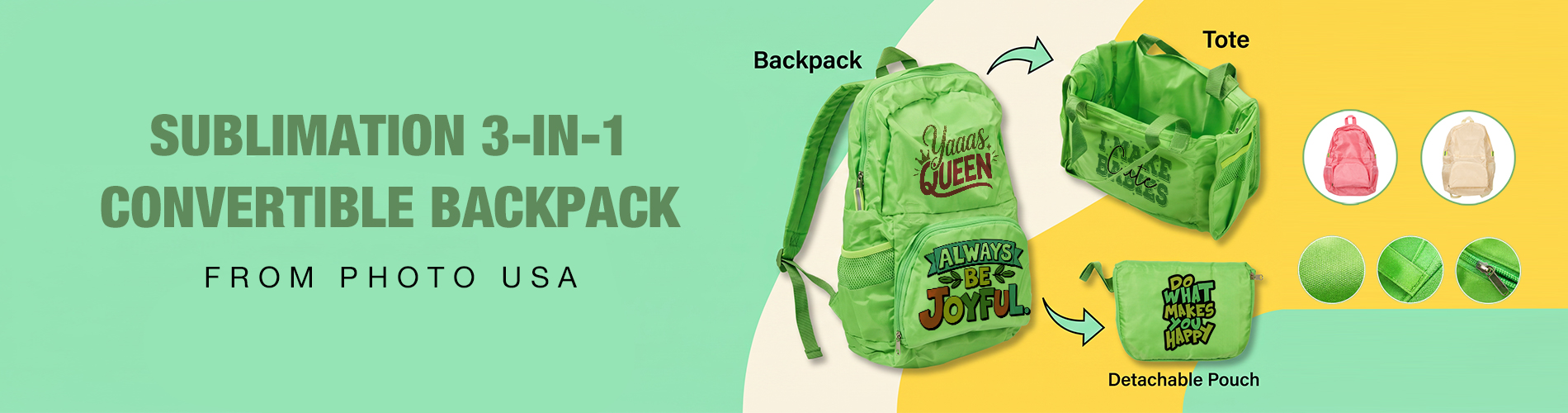 Sublimation 3-in-1 Convertible Backpack